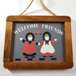 WELCOME FRIENDS Wall DECOR SIGN VINTAGE WOODED